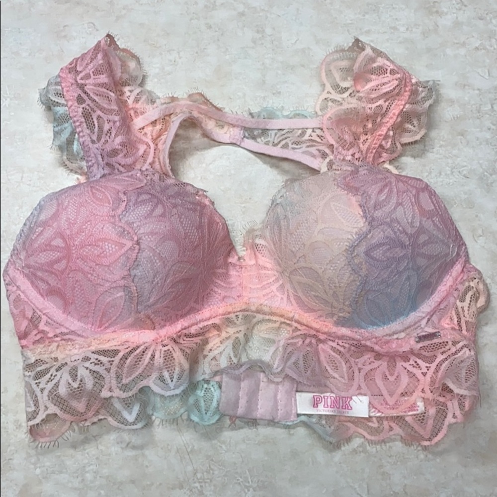 Victoria’s Secret PINK tie dye lace push up bra S